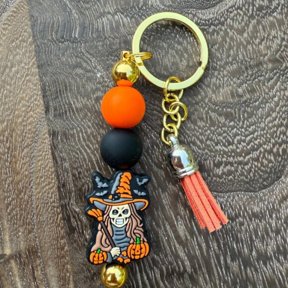 Halloween Silicone Beaded Keychain with Tassel - Picture 4 of 5